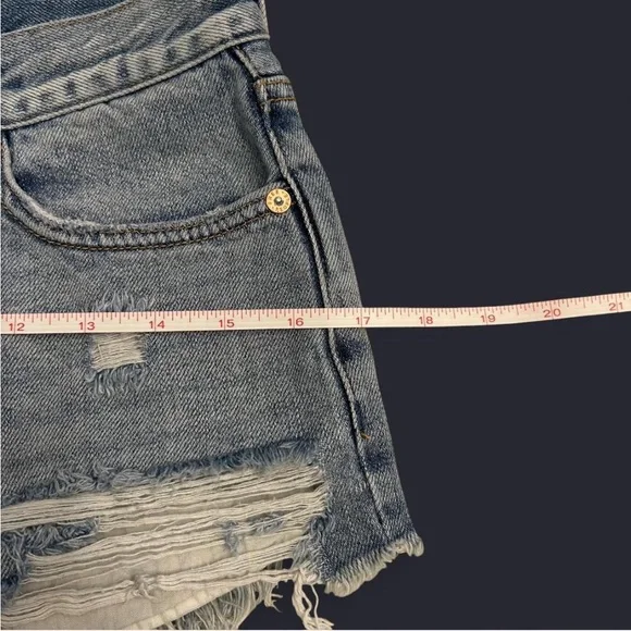 We the Free “Loving Good Vibrations” distressed high waisted denim shorts - Picture 5 of 7